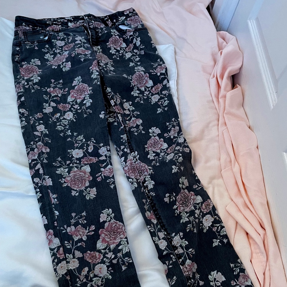 Womens Dark Floral Jeans